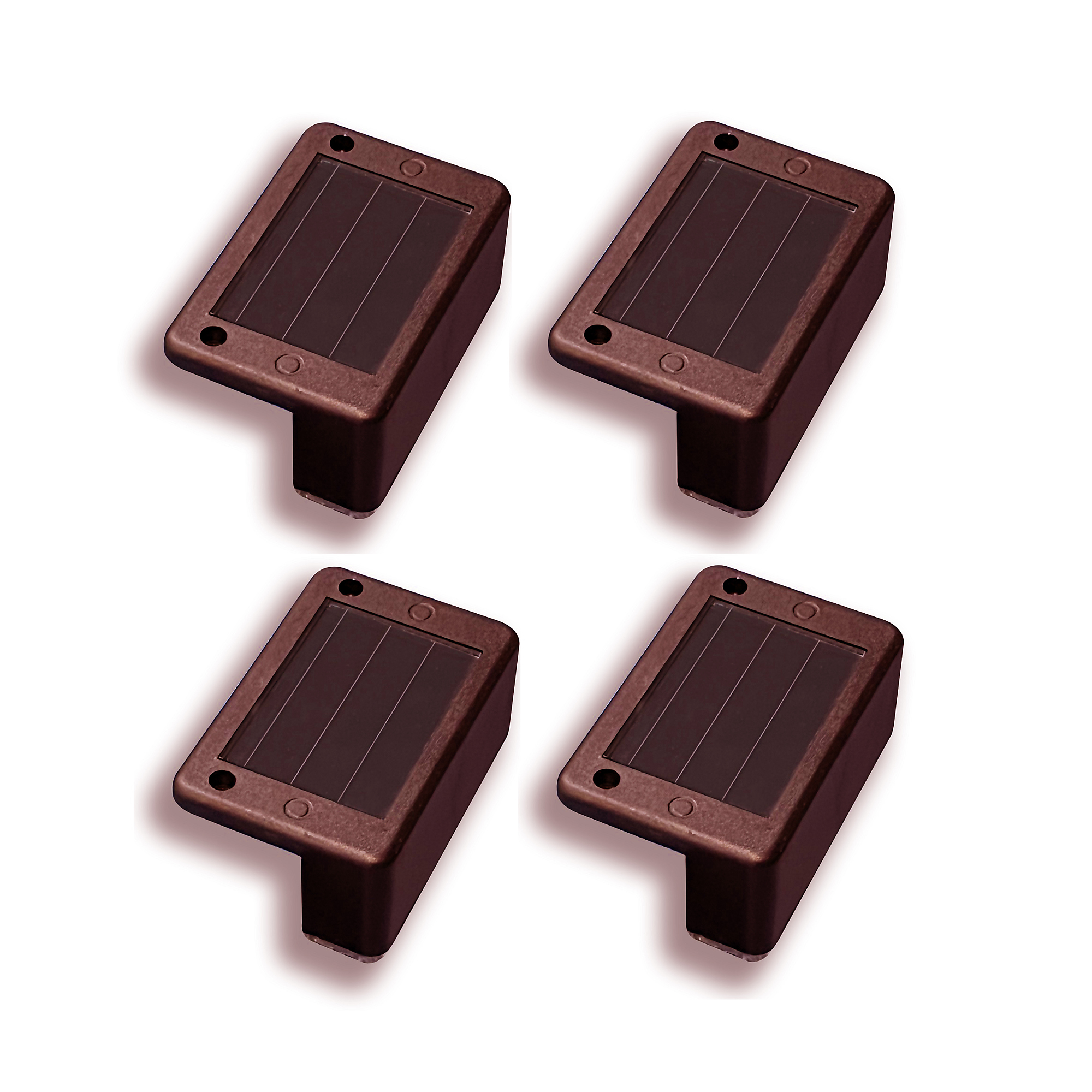 Maxsa Innovations Solar-Powered LED Deck Lights - Brown, Dusk-to-Dawn, 4 Pcs, Model# 47332